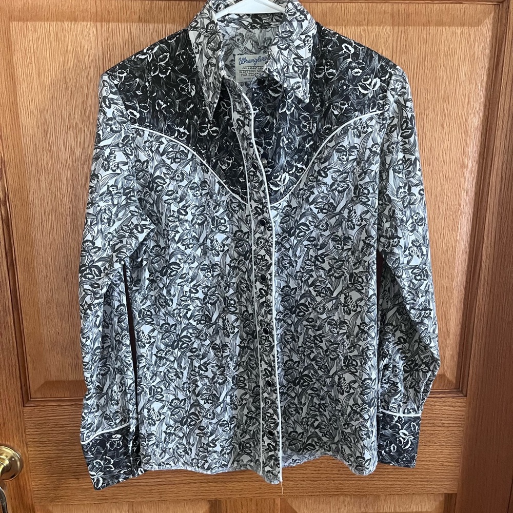 Vintage Wrangler Monochrome Floral Western Shirt